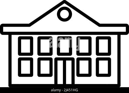 Icona edificio scolastico. Design di contorni in grassetto con larghezza traccia modificabile. Illustrazione vettoriale. Illustrazione Vettoriale