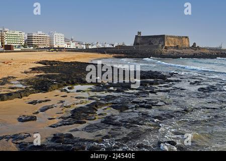 Kastell, Castillo de San Gabriel, Arrecife, Lanzarote, Kanarische Inseln, Spanien Foto Stock