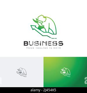 Elephant Up Finance Business Management Line Modern Economic Logo Illustrazione Vettoriale