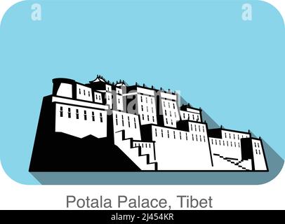 Potala Palace. Famoso punto di riferimento della serie mondiale Illustrazione Vettoriale