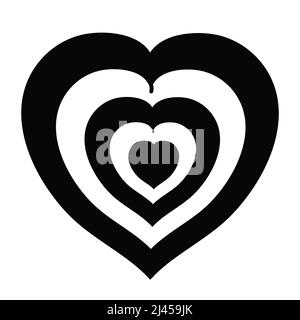 Cuore nel cuore bianco e nero illustrazione doodle stile valentines giorno, disegnato a mano Foto Stock