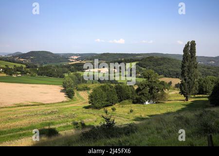 Paesaggio rurale del Pays de Serre (Francia sud-occidentale): Campagna collinare Foto Stock