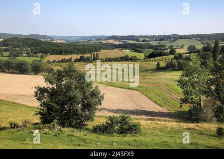 Paesaggio rurale del Pays de Serre (Francia sud-occidentale): Campagna collinare Foto Stock