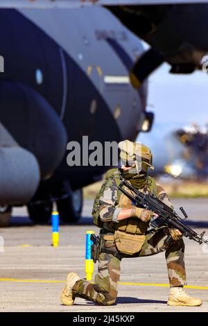 Presentazione delle attrezzature e delle missioni dell'Aeronautica e spaziale Francese alla base aerea Evreux-Fauville (o BA 105) il 2021/11/10 Foto Stock