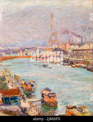 La Senna a Parigi, la Torre Eiffel, il giorno, pittura di paesaggio in olio su tela di Othon Friesz, 1905-1906 Foto Stock