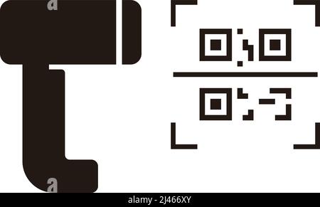 Icona della linea dello scanner del codice QR Illustrazione Vettoriale