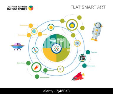 Grafico del processo concettuale Cosmonautics. Dati aziendali. Sviluppo, esplorazione, diagramma. Concetto per infografica, modelli, presentazione. Può essere utilizzato per Illustrazione Vettoriale