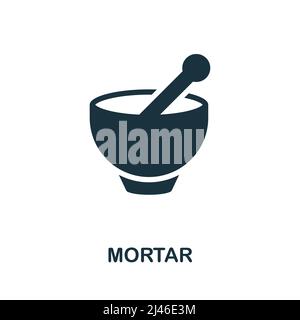 Icona mortaio. Elemento semplice da collezione cucina. Icona mortaio creativo per disegno di fotoricettore, modelli, infographics e più Illustrazione Vettoriale