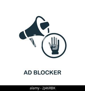 Icona a forma di blocco dell'annuncio. Elemento colorato della collezione marketing. Flat ad Blocker segno icona per il web design, infografica e altro ancora. Illustrazione Vettoriale