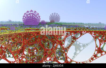 Astratto computer generato disegno di Fractal. 3D Aliens Illustrazione di un bel infinito matematico mandelbrot set frattale futuristico multicolore c Foto Stock