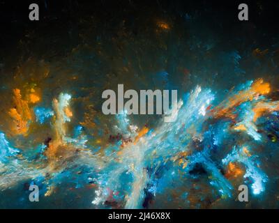 Astratto sfondo artistico frattale, suggestivo di astronomia e nebulosa. Sfondo grafico frattale generato dal computer Foto Stock