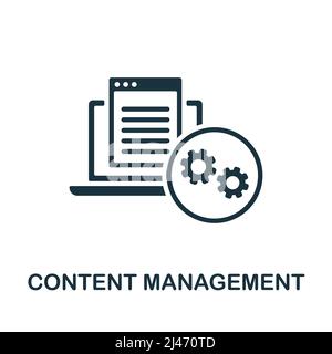 Icona piatta Gestione contenuti. Elemento colorato della collezione marketing. Flat Content Management icona segno per il web design, infografica e altro ancora. Illustrazione Vettoriale
