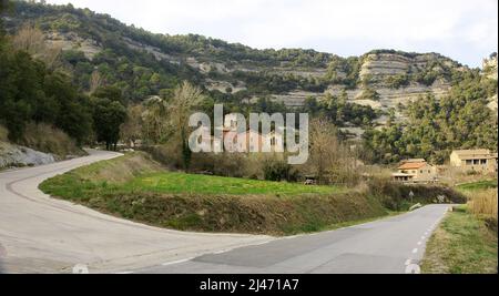 Vista panoramica di Sant Martí de Centelles a Barcellona, Catalunya, Spagna, Europa Foto Stock