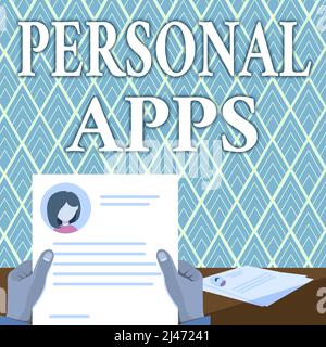 Ispirazione per firmare le applicazioni personali. Business approccio Organizer Calendario Online informazioni private dati mani Holding Resume mostrando nuova carriera Foto Stock