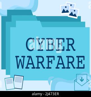 Didascalia concettuale Cyber Warfare. Business showcase Virtual War hacker attacchi di sistema Digital Thief Stalker cartelle desktop all'interno del browser Web Foto Stock