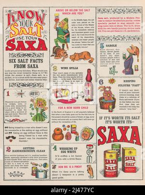 SAXA sale vintage paper advertisement advert 1960s magazine ad Foto Stock