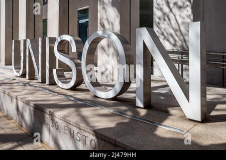 Unison Trade Union HQ - Firma all'esterno della sede centrale dell'Unison Trade Union a Euston Road, Londra, Regno Unito. Foto Stock