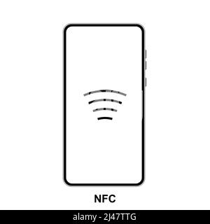 Icona vettoriale della tecnologia NFC. Concetto di pagamento nfc Field Communication. Design piatto isolato su bianco Illustrazione Vettoriale