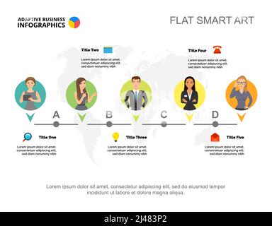 Modello di diapositiva del flusso di lavoro aziendale. Dati aziendali. Grafico, grafico, disegno. Concetto creativo per infografica, report. Può essere utilizzato per argomenti come la timeline, Illustrazione Vettoriale