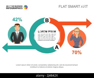 Infografiche aziendali con cartografia circolare e icone per gli uomini d'affari. Modello di presentazione modificabile, flat smart art. Dati per il personale, partnership, l Illustrazione Vettoriale