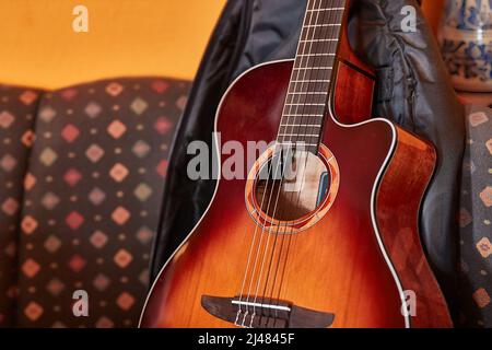 Chitarra acustica dettaglio Foto Stock