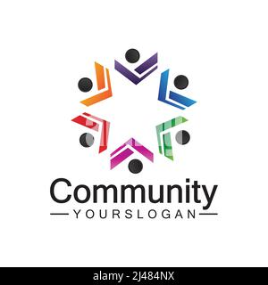 Modello di design del logo della community per i team o Groups.network e il design di icone social Illustrazione Vettoriale
