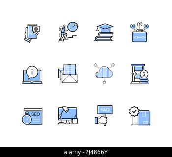 Business development - Set di icone moderne di stile di progettazione di linee Illustrazione Vettoriale