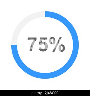 barra di carico rotonda riempita al 75%. Ricarica, avanzamento, scaricamento, attesa, trasferimento, icona di buffering. Semplice elemento infografico per l'interfaccia di siti Web o app mobili. Illustrazione piatta vettoriale Illustrazione Vettoriale