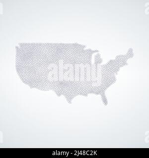 Mappa degli Stati Uniti fatta di bolle. Mappa America. Illustrazione del vettore di scorta isolata su sfondo bianco. Illustrazione Vettoriale
