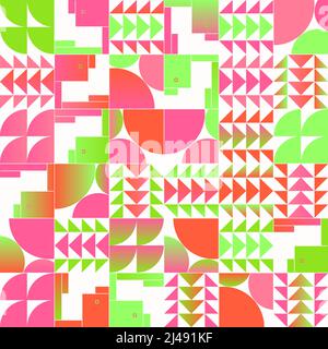 Grafica vettoriale astratta colorata al neon realizzata con varie forme geometriche ed elementi. Grafica digitale per poster, copertina, arte, presentazione Illustrazione Vettoriale