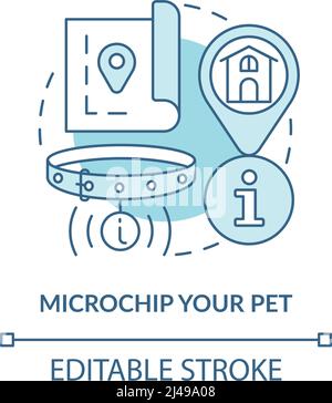 Icona concetto di turchese per animali da compagnia Microchip Illustrazione Vettoriale