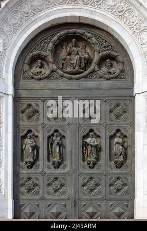 Pittoresca porta della Cattedrale di Cristo Salvatore a Mosca, Russia. Foto Stock