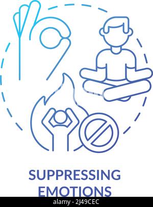 Eliminazione delle emozioni icona del concetto di gradiente blu Illustrazione Vettoriale