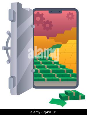 Smartphone Money Safe Illustrazione Vettoriale