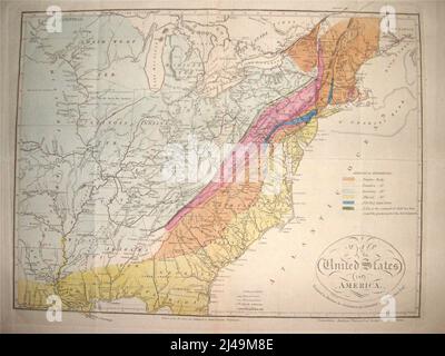 Mappa geologica degli Stati Uniti di Maclure, pubblicata nel 1817 Foto Stock
