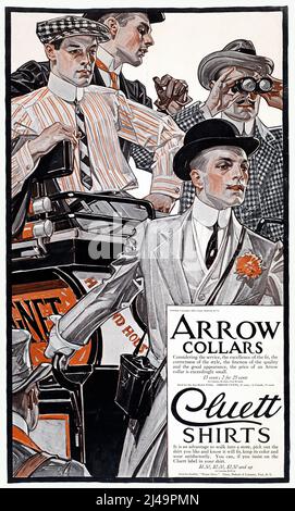 Collari freccia. Camicie Cluett (1910) Poster design by JC Leyendecker - 1910s pubblicità moda. Foto Stock