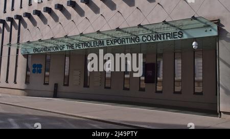 Vista della sede dell'Organizzazione intergovernativa dei paesi esportatori di petrolio (OPEC) nel centro di Vienna, Austria. Foto Stock