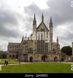 Foto della famosissima Winchester Cathedral in Hampshire Inghilterra . Foto Stock