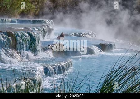 Cascate del Mulino di Saturnia, Toscana, Italia Foto Stock