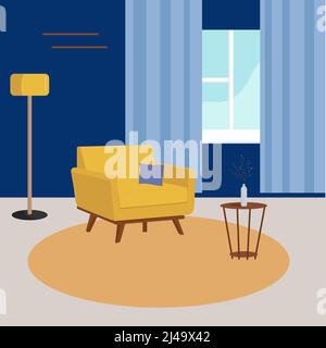 Soggiorno interno. Illustrazione piatta vettoriale Illustrazione Vettoriale