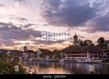 SCHAFFHAUSEN, SVIZZERA - 22 SETTEMBRE 2017: La fortezza medievale Munot al crepuscolo, schaffhausen, Svizzera Foto Stock