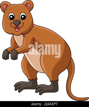 Quokka Animal Cartoon Coloured Clipart Illustration Illustrazione Vettoriale