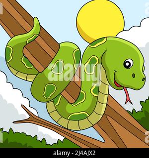 Snake animale colorato Cartoon Illustrazione Illustrazione Vettoriale