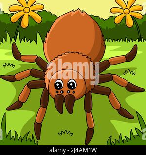 Tarantula animale Cartoon colorato Illustrazione Illustrazione Vettoriale