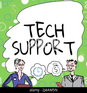 Testo della scrittura supporto tecnico. Parola per aiutare le persone che hanno problemi tecnici membri del team che guardano Whiteboard Brainstorming New Foto Stock