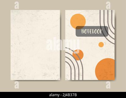 Copertina con disegno a linea, cerchio, arcobaleno Illustrazione Vettoriale