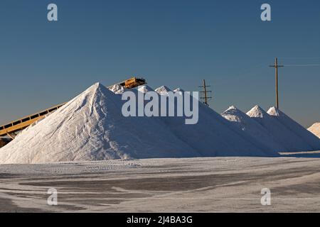 Loving, New Mexico - la United Salt Corporation raccoglie il sale da 2000 acri di letto di lago di sale. Foto Stock