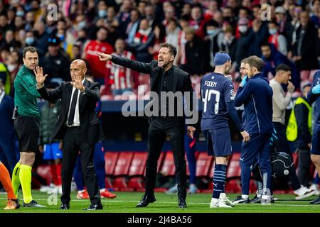 Madrid, Spagna. 13th Apr 2022. Simeone in azione durante la partita della UEFA Champions League tra Atletico de Madrid e Manchester City allo Stadio Metropolitano di Madrid, Spagna. Credit: Christian Bertrand/Alamy Live News Foto Stock