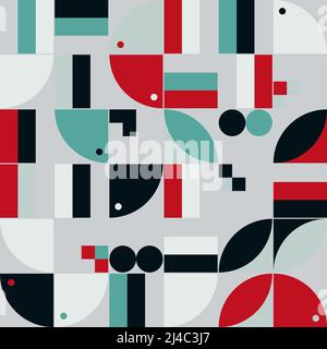Opere d'arte astratte ispirate a Bauhaus realizzate con elementi vettoriali e forme geometriche audaci per poster, copertina, arte, presentazione, stampe, tessuto, wal Illustrazione Vettoriale
