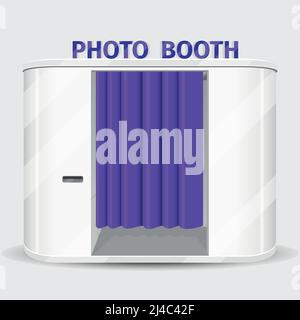 Distributore automatico con cabina fotografica bianca. Servizio macchina fotografica, cabina Quick Shoot. Illustrazione vettoriale Illustrazione Vettoriale